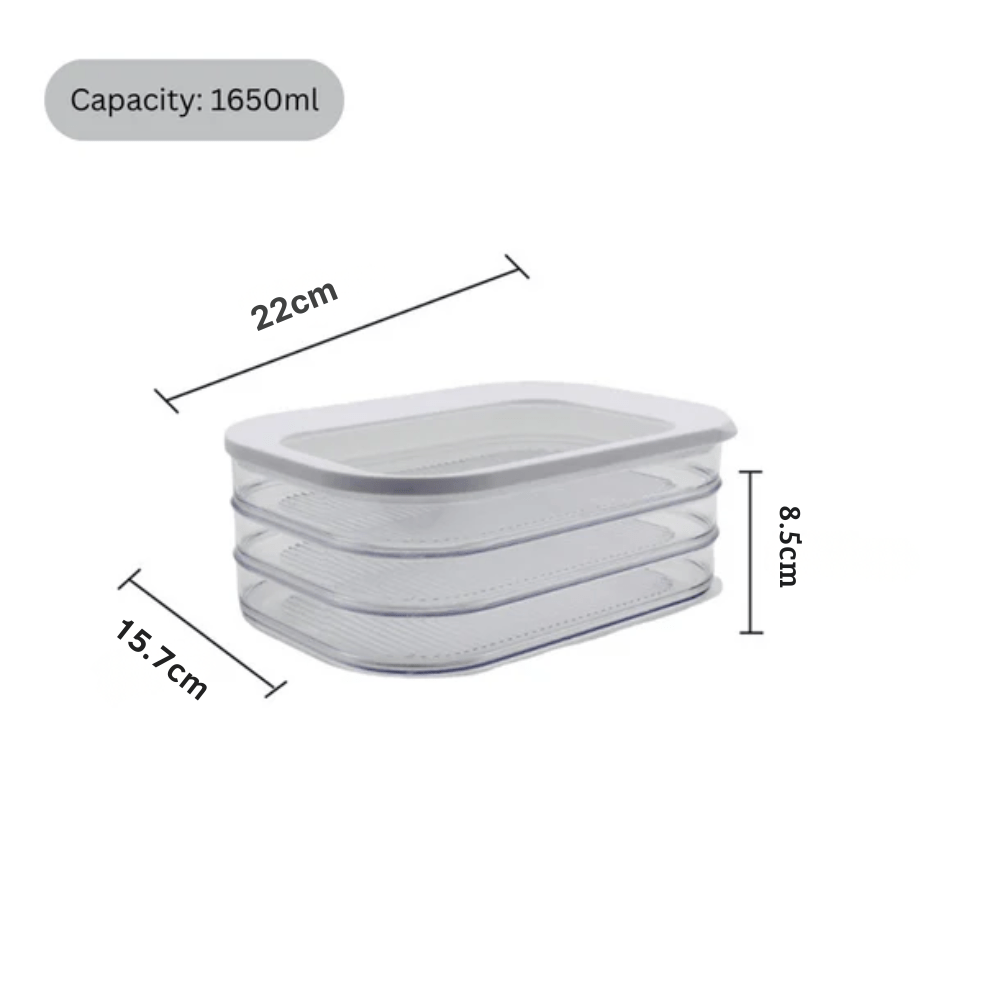 Multi-Purpose Three-Layer Transparent Refrigerator Sealed Storage Box with Lid