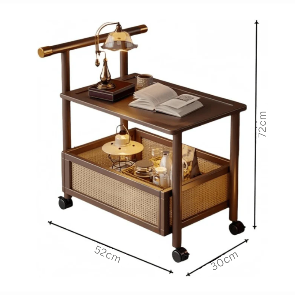 Multipurpose 2-Tier Modern Side Table Cart with Armrests (50cm)