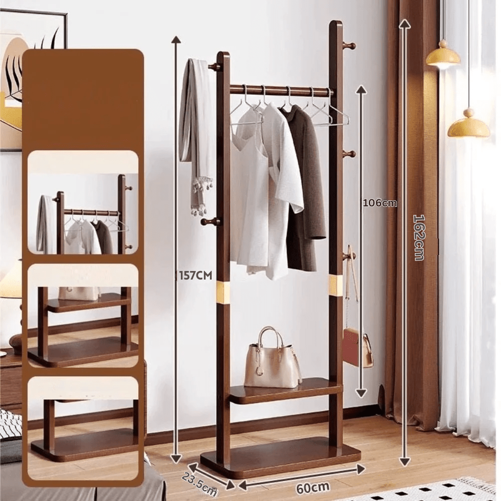 Solid Wood Floor-to-Ceiling Coat Rack (166cm)