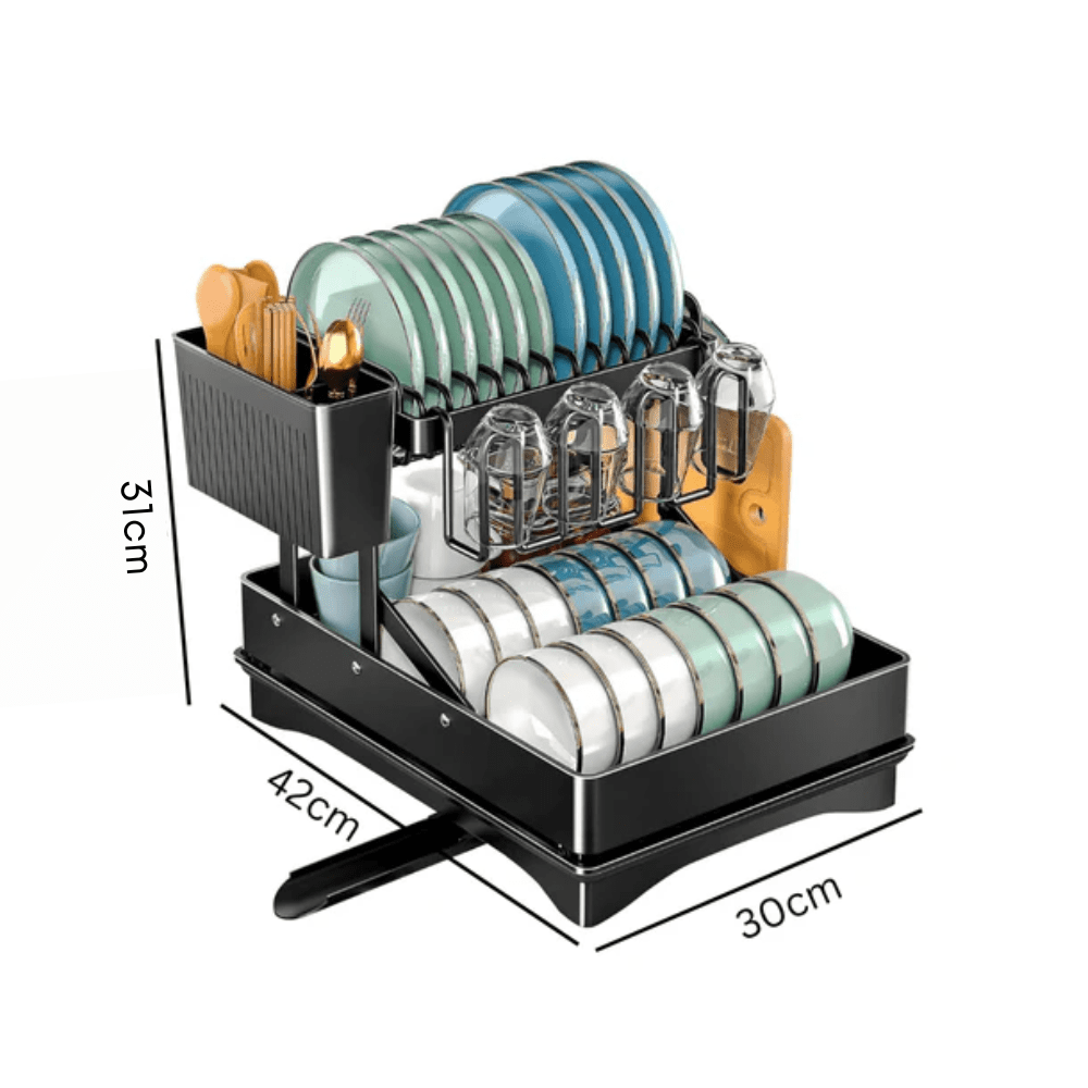 Space-Saving Foldable Iron Kitchen Dish Organizer Rack
