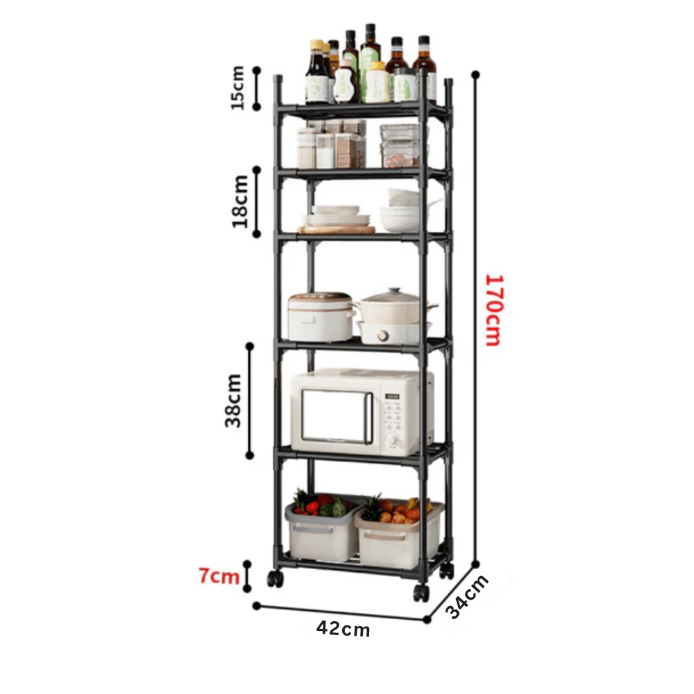 Multi-Layer Kitchen Storage Trolley Rack with Wheels