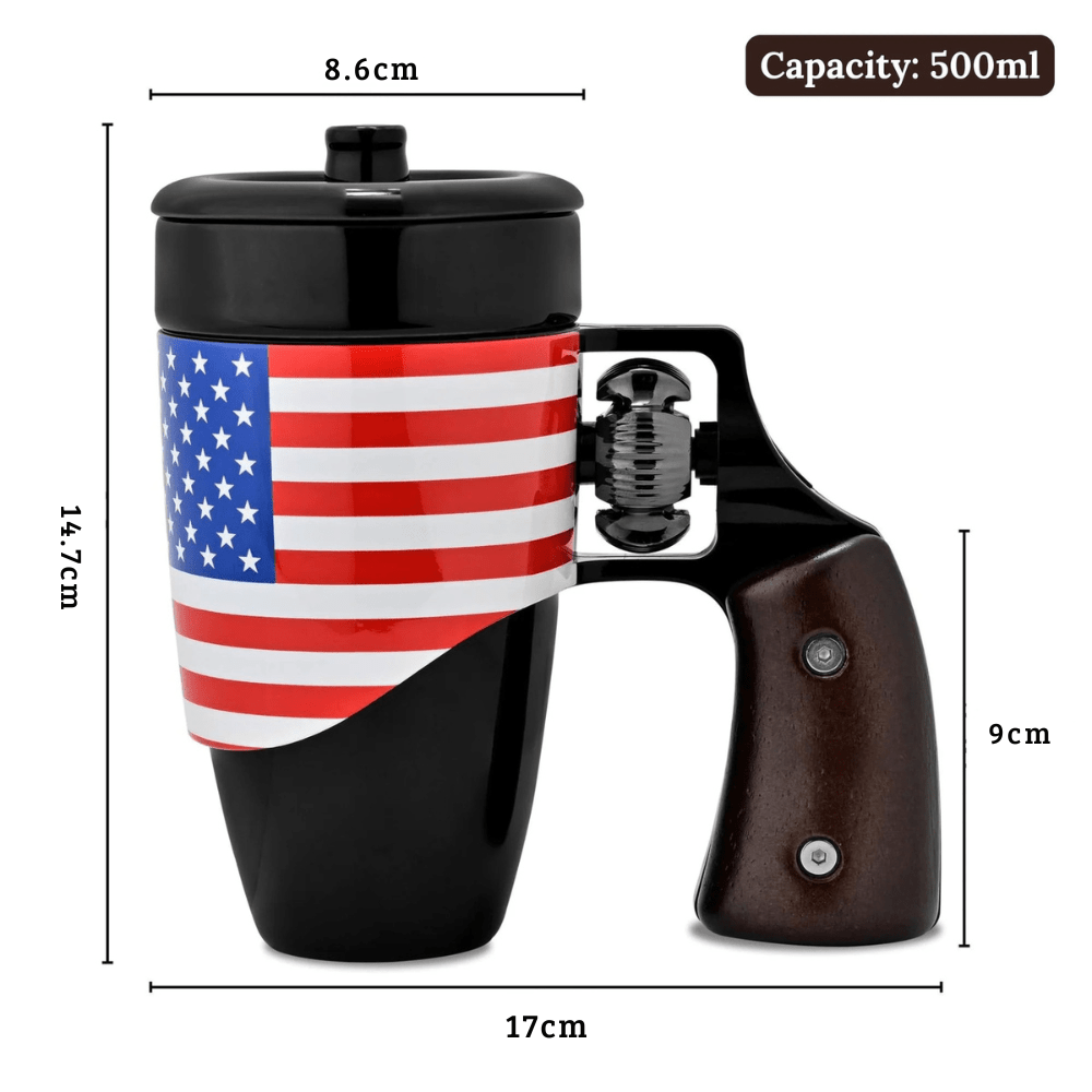 Multi-Purpose Unique Ceramic Gun Mug with Revolver Handle - 500ML