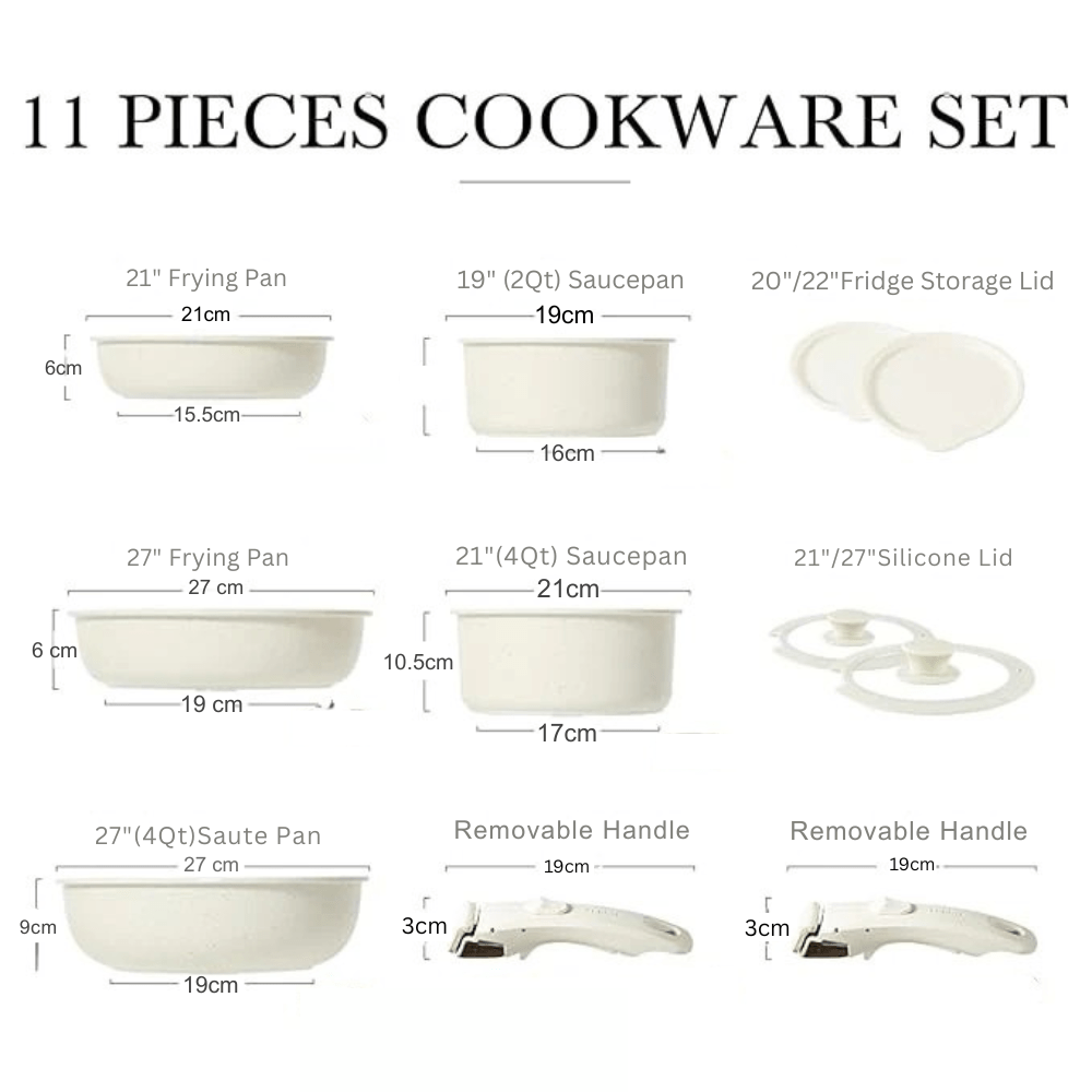 Maifan Stone Nonstick Cookware Set with Detachable Handles (11 Piece)