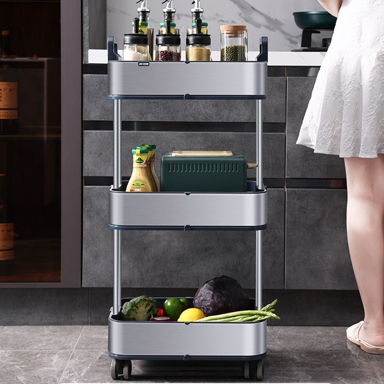 Slim 3-Tier Stainless Steel Storage Cart with Wheels