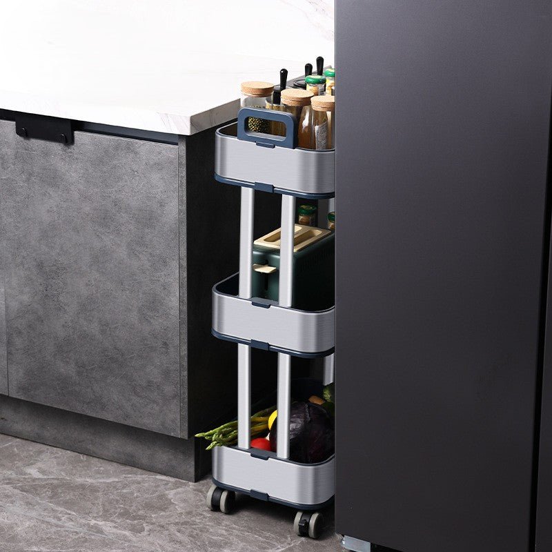 Slim 3-Tier Stainless Steel Storage Cart with Wheels