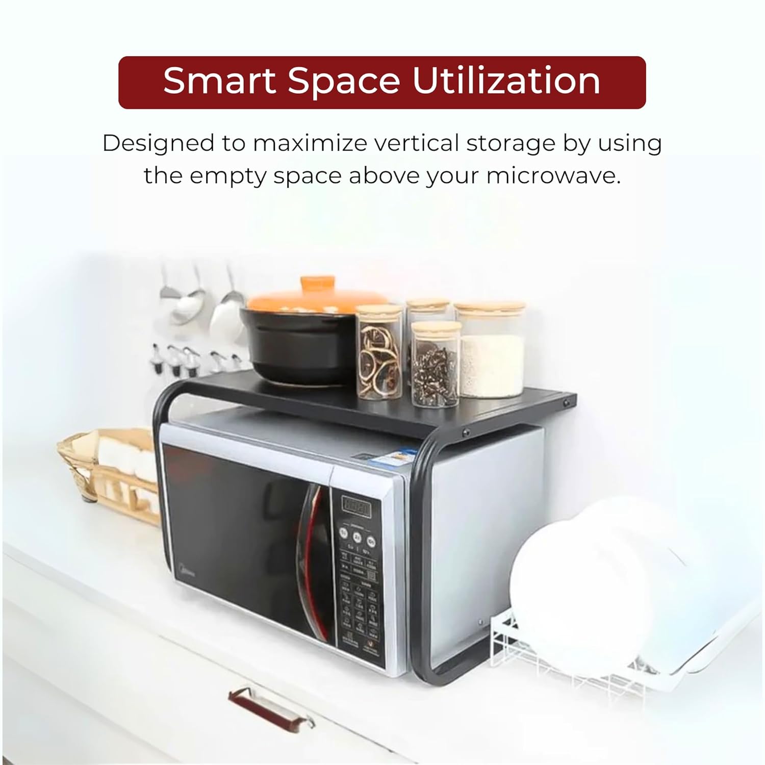 Space-Saving Kitchen Microwave Shelf Rack
