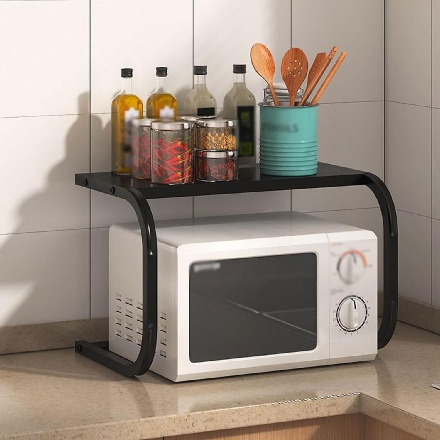 Space-Saving Kitchen Microwave Shelf Rack