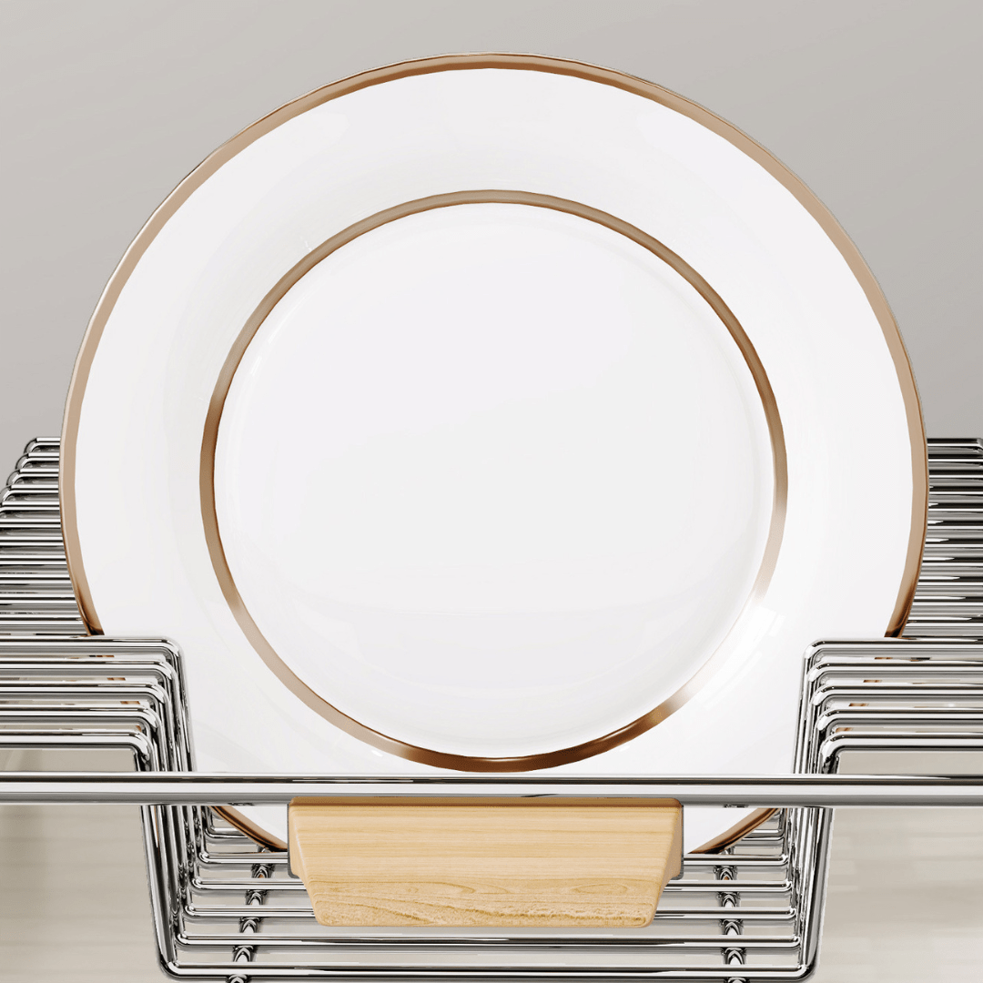 Space-Saving Stainless Steel Pull Out Dish & Bowl Rack with Drip Tray