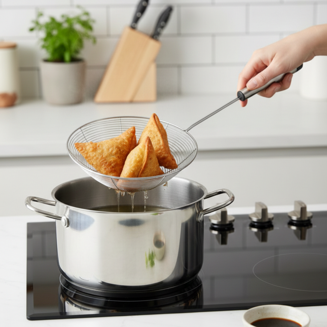 Heavy-Duty Metal Kitchen Strainer with Handle