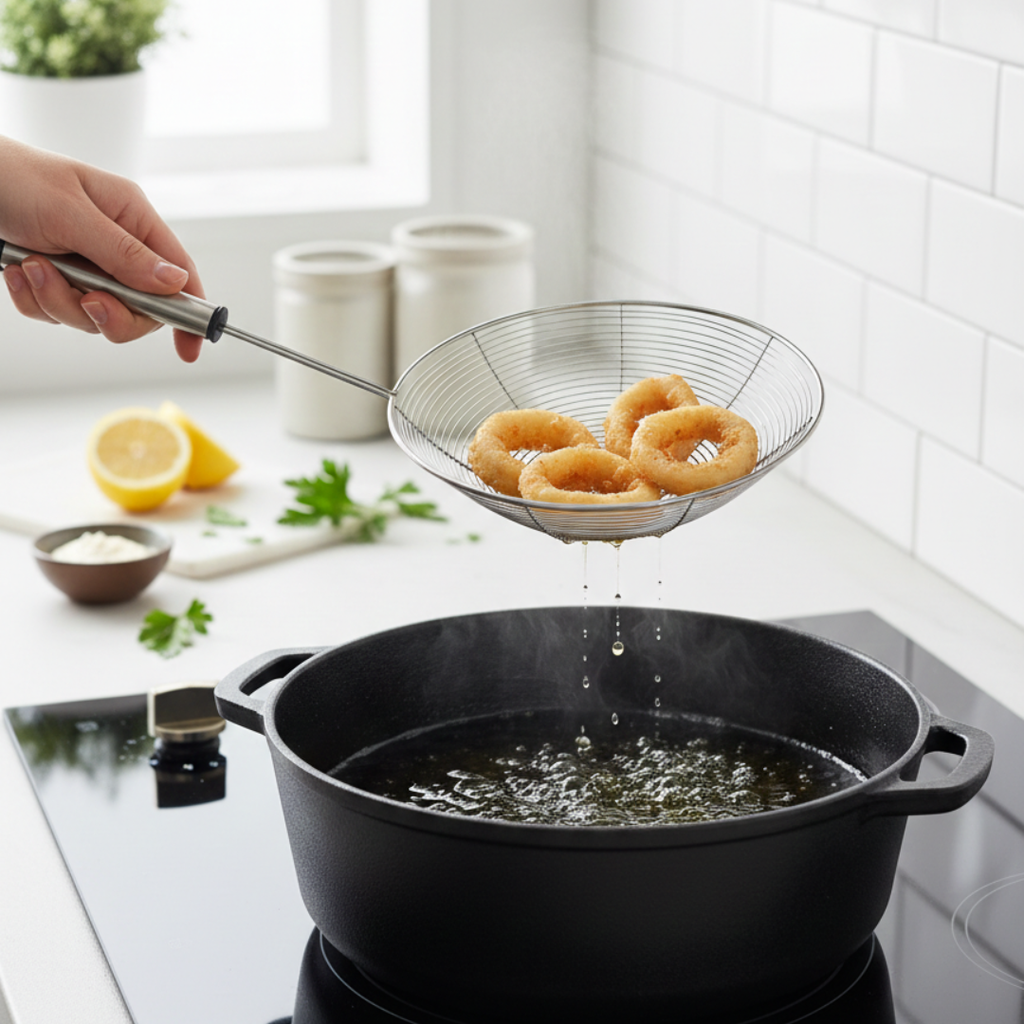 Heavy-Duty Metal Kitchen Strainer with Handle