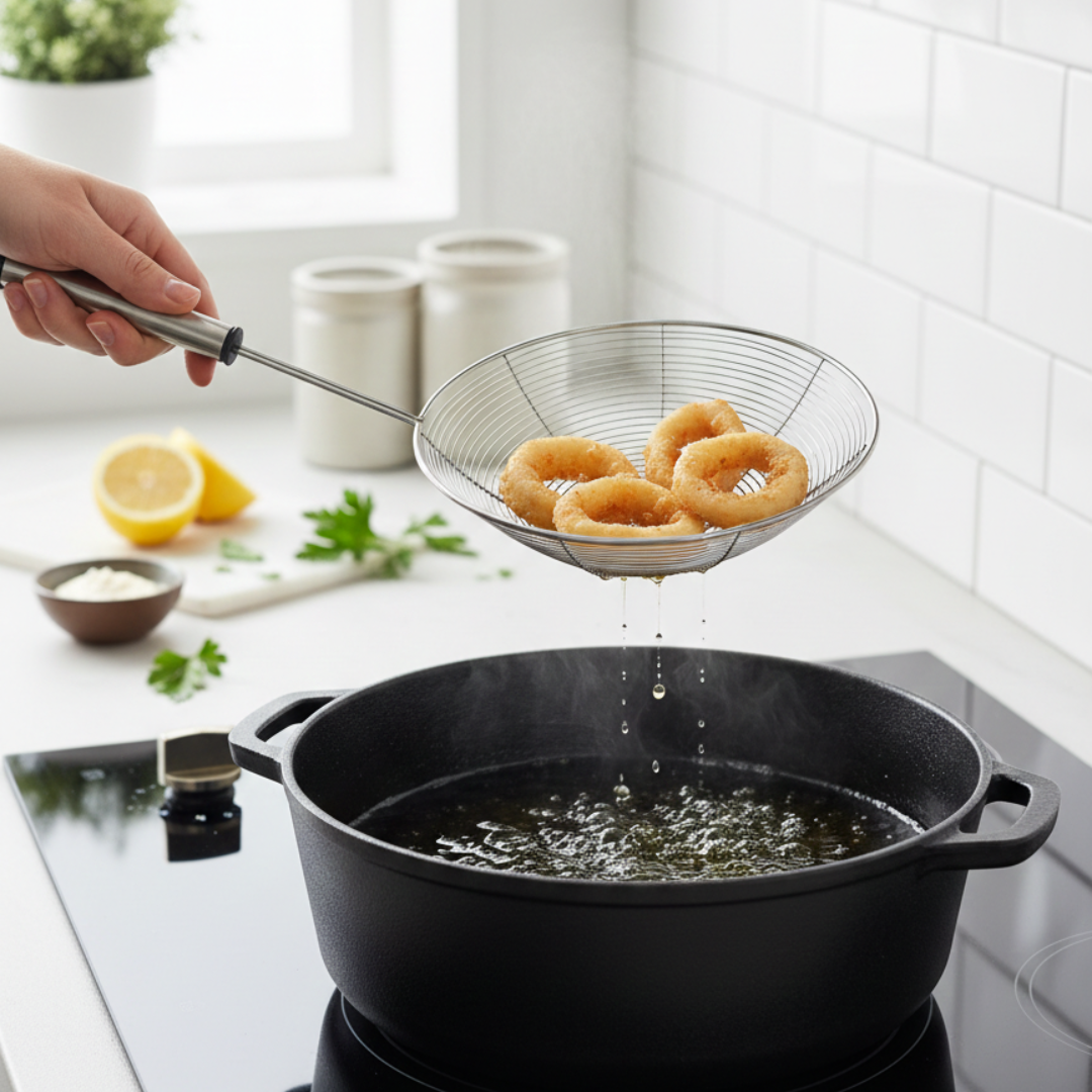 Heavy-Duty Metal Kitchen Strainer with Handle