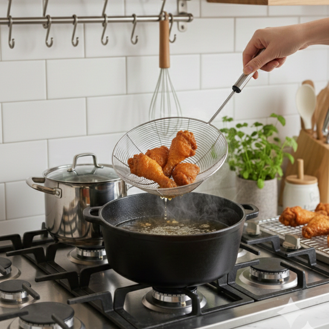 Heavy-Duty Metal Kitchen Strainer with Handle
