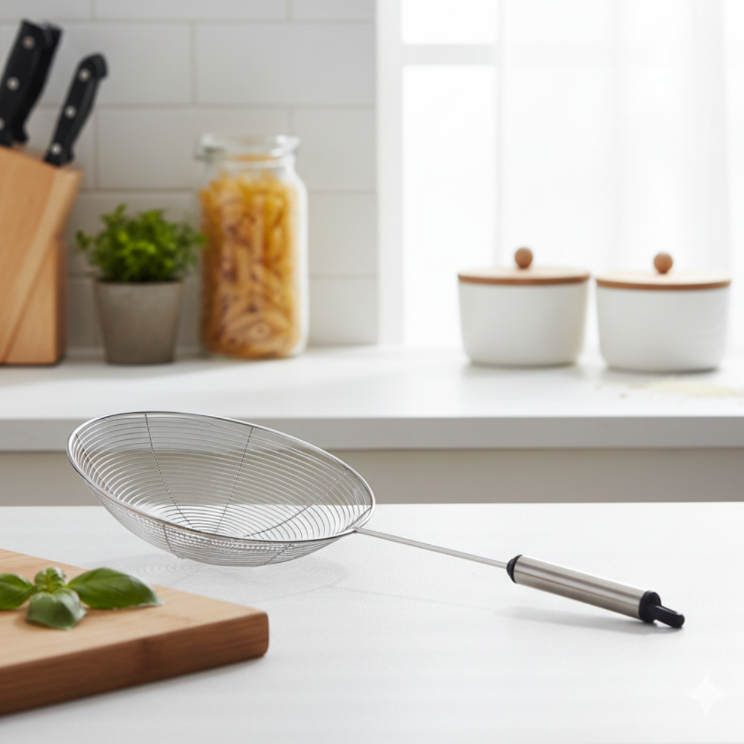 Heavy-Duty Metal Kitchen Strainer with Handle