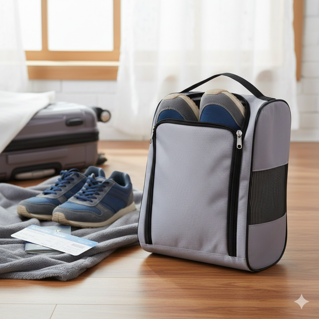 Travel Mesh Shoe Pouch with Handle & Ventilation