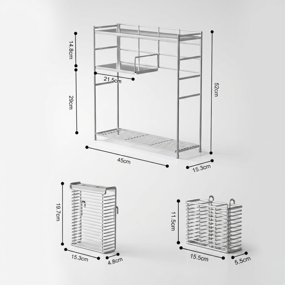 Space-Saving Stainless Steel Seasoning Storage Stand