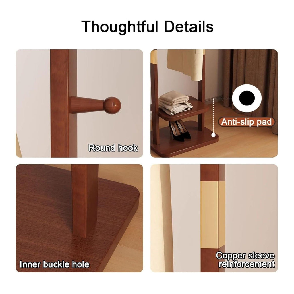 Solid Wood Floor-to-Ceiling Coat Rack (166cm)