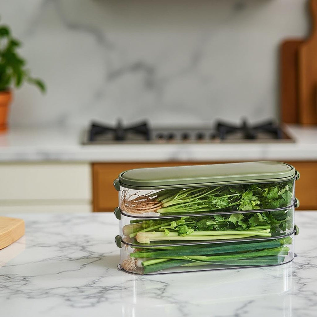 Multi-Purpose Transparent Storage Organizer Box With Handle (Green)