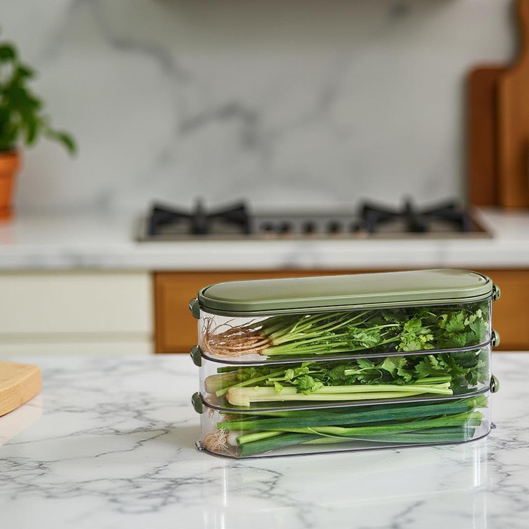 Multi-Purpose Transparent Storage Organizer Box With Handle (Green)
