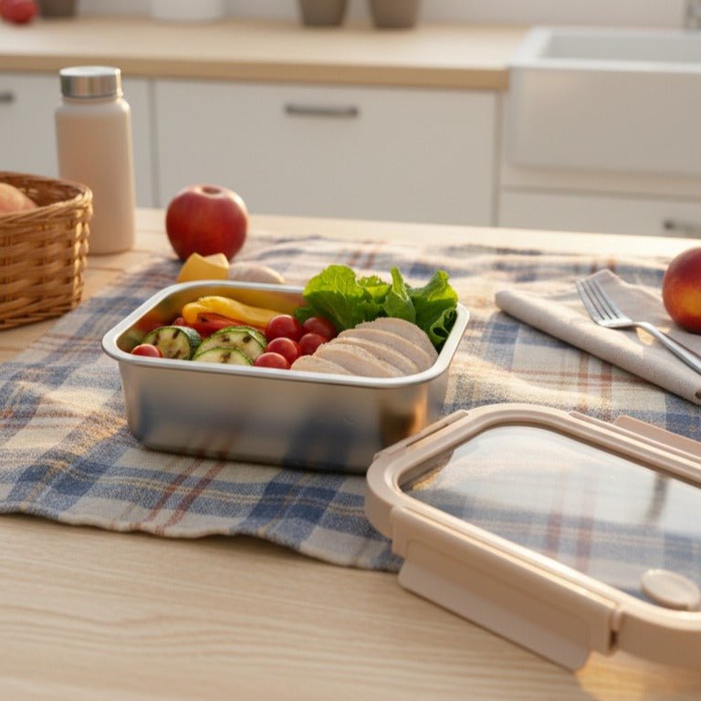 Stainless Steel Container with Air Vent Glass Lid(800ml)