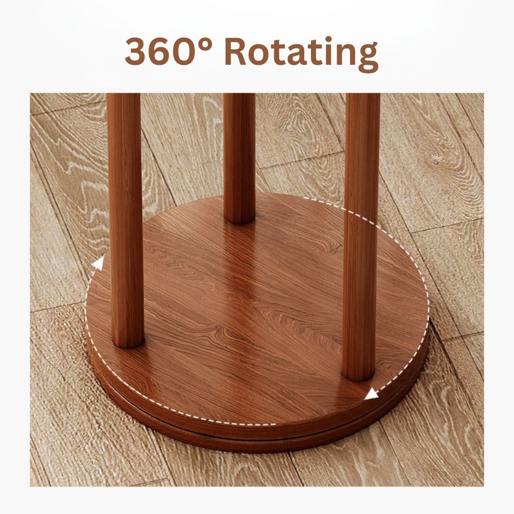 Premium Solid Wood 360° Rotatable Coat Stand for Home and Bedroom