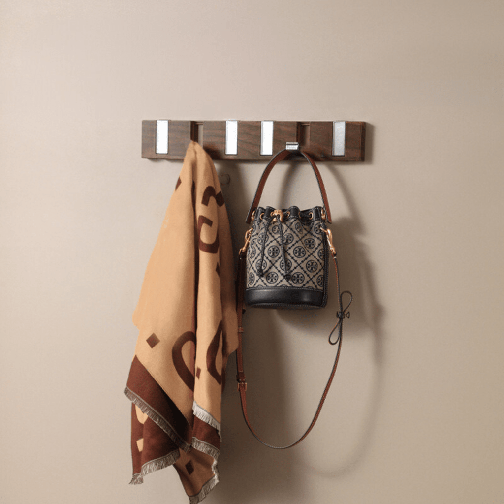 Wall-Mount Folding Fall Hooks with 6 Hooks, Drill Free