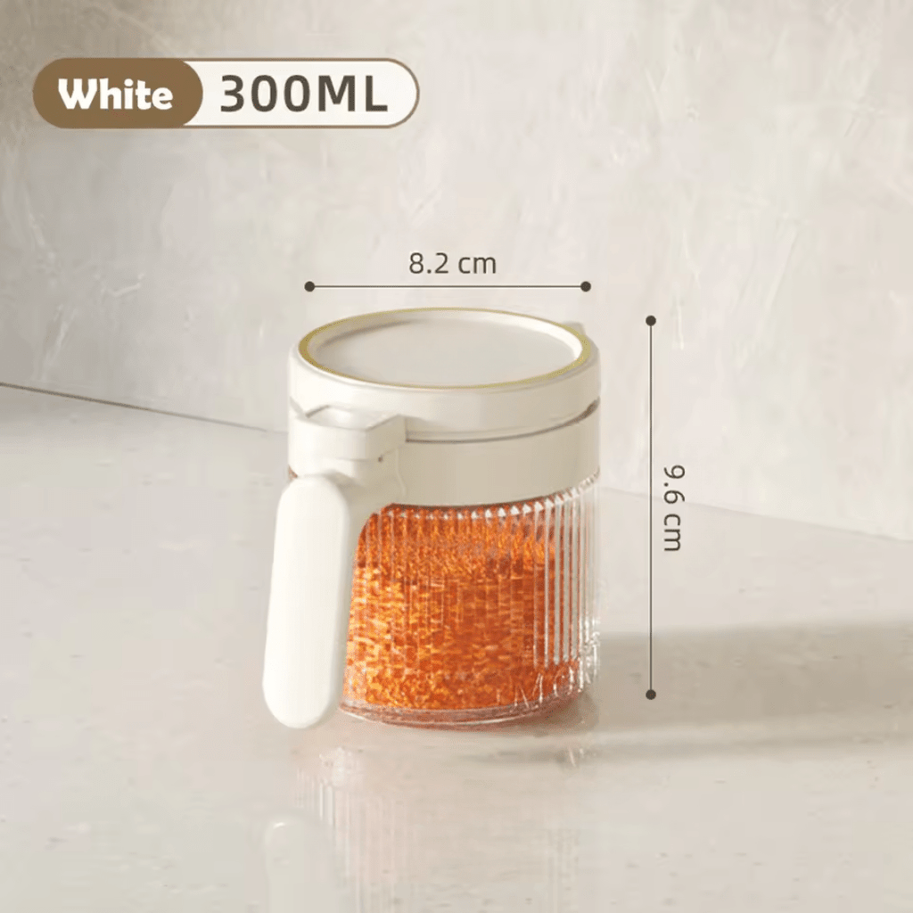 Multi-Purpose Airtight Mini Glass Containers with Spoon (300 ml)