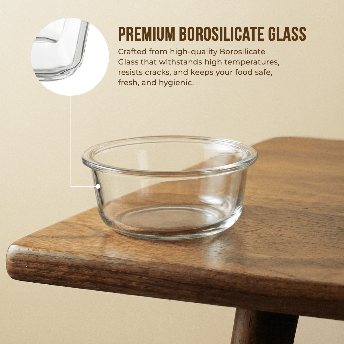 Round Borosilicate Glass Food Container with Printed Lid(400ml)