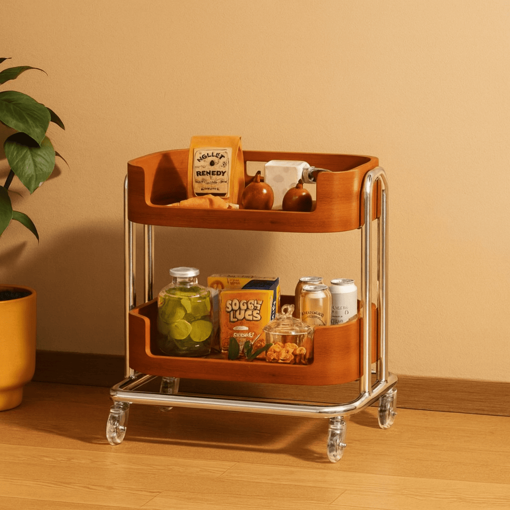 Multi-Functional Metal Wood Storage Rack with Wheels