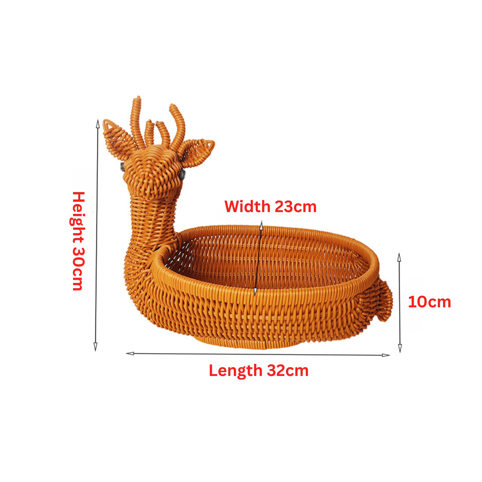 Multi-Purpose Deer-Shaped Imitation Rattan Food & Bread Basket (32cm)