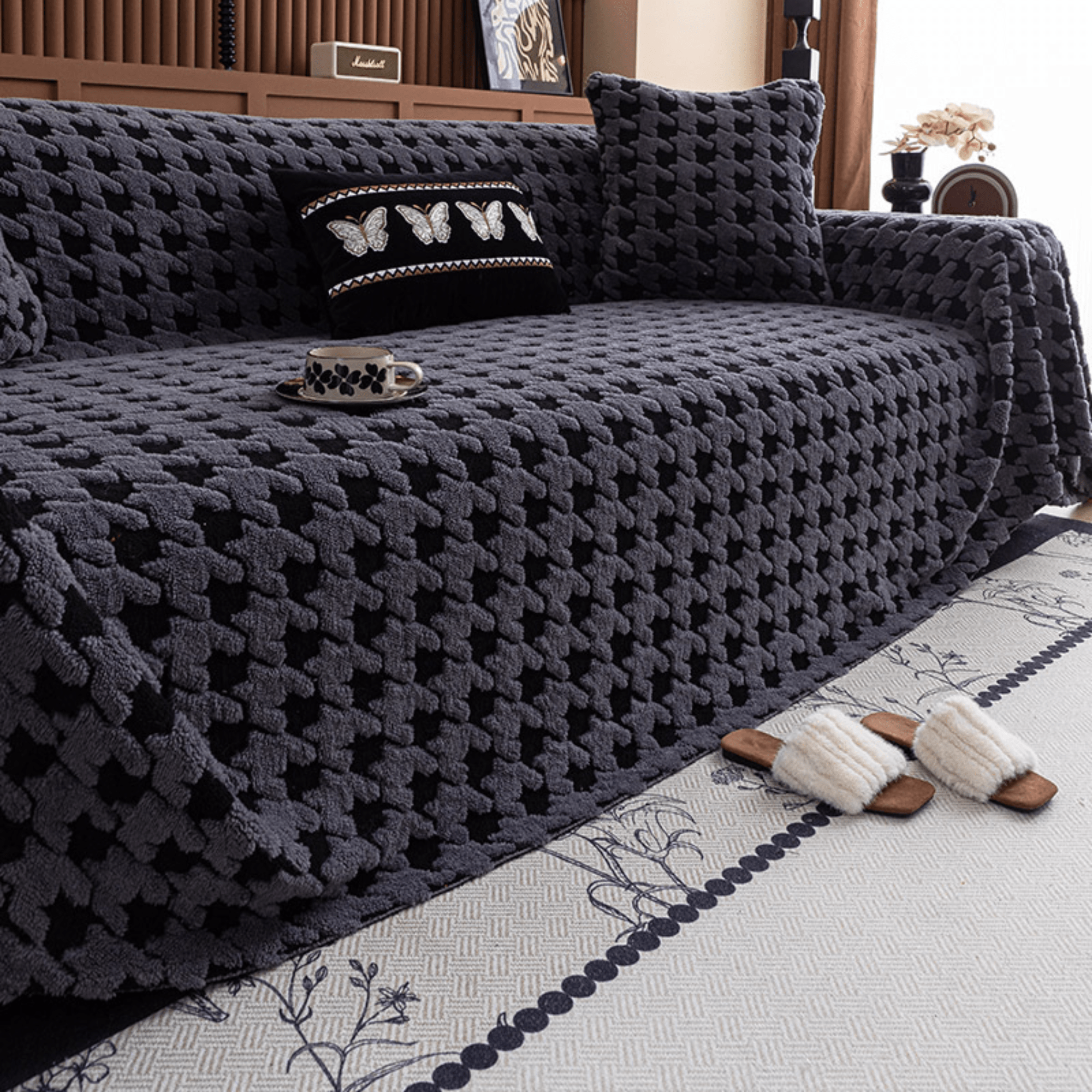 Luxurious Jacquard Sofa Cover (Grey)