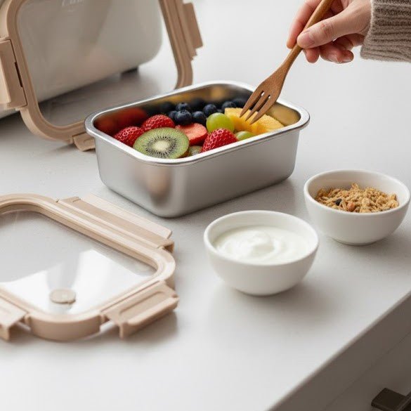 Stainless Steel Container with Air Vent Glass Lid(800ml)