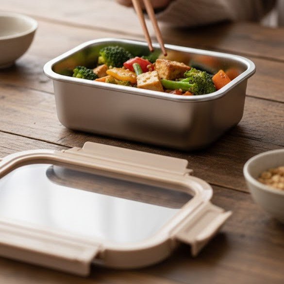 Stainless Steel Container with Air Vent Glass Lid(800ml)